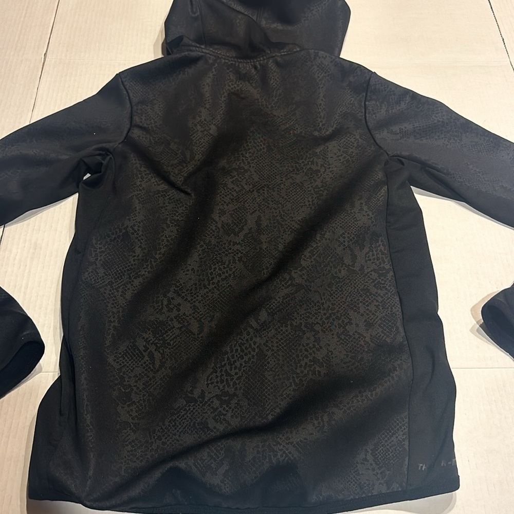 Nike black animal print hoodie therma fit zip up 2 front pockets & side pocket - Picture 11 of 12
